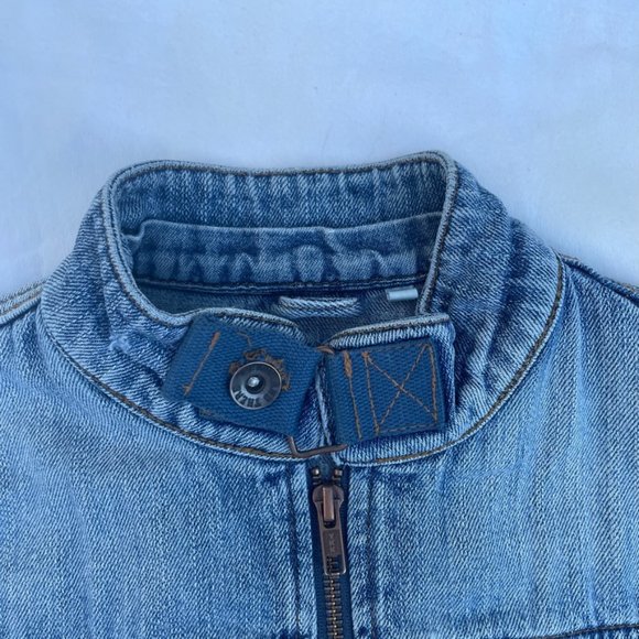 Light Wash Denim Zip-Up Motorcycle-Style Vest - Picture 2 of 5